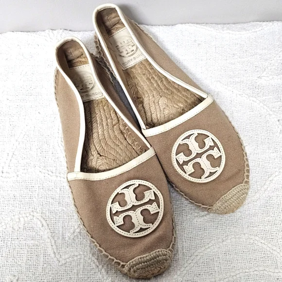 Tory Burch | Shoes | Tory Burch White Tan Espadrille Canvas  display picture 1